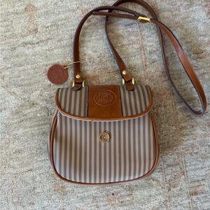 Chic Brown Striped Crossbody Bag